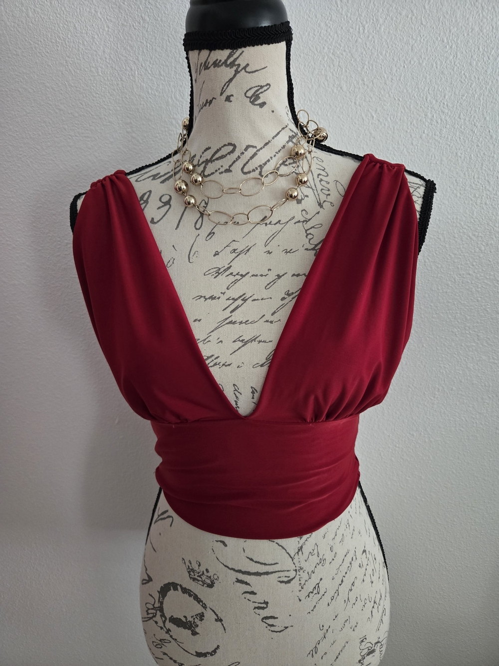 Deep V Red Crop Top